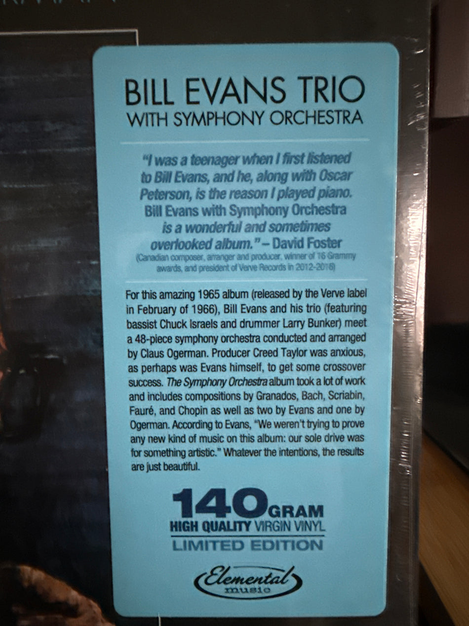 Bill Evans Trio with Symphony Orchestra - 140gran high quality virgin vinyl limited edition (1LP Vinyl)